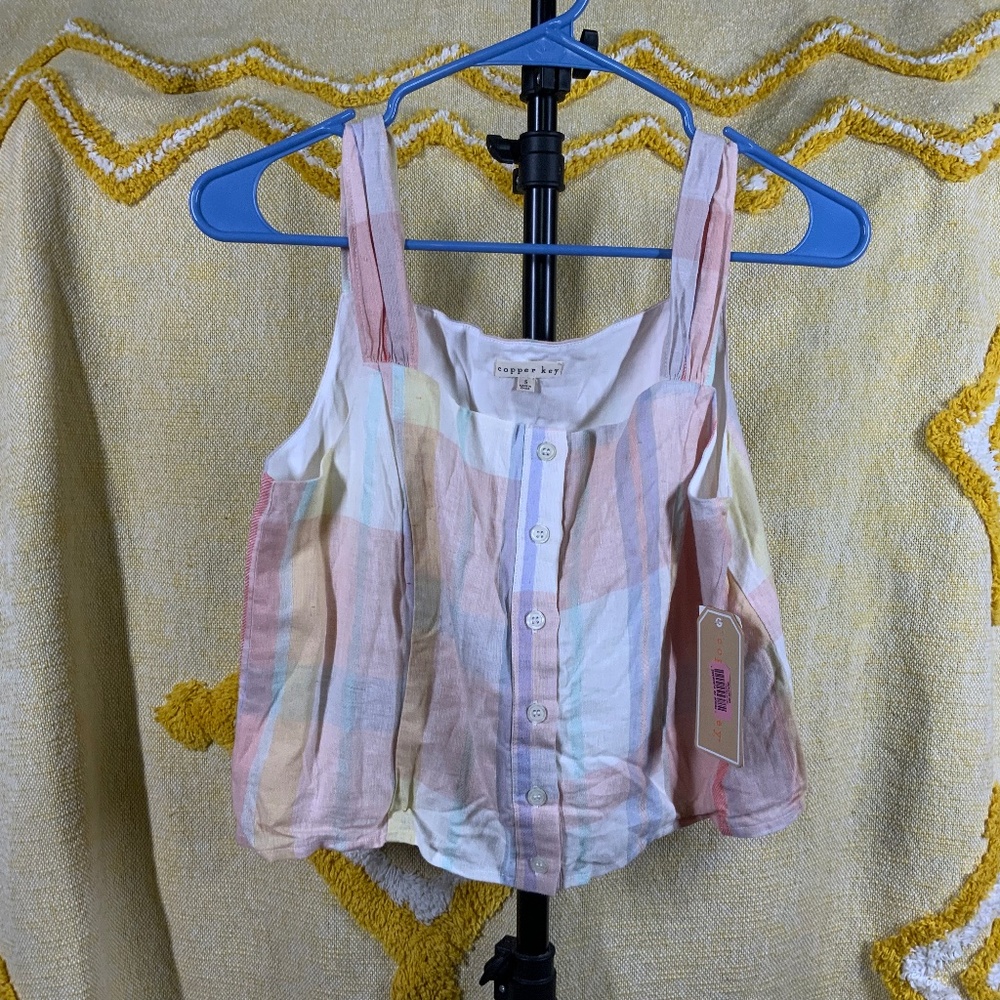 Copper Key Pastel Plaid Pink Top NWT SIZE: Small